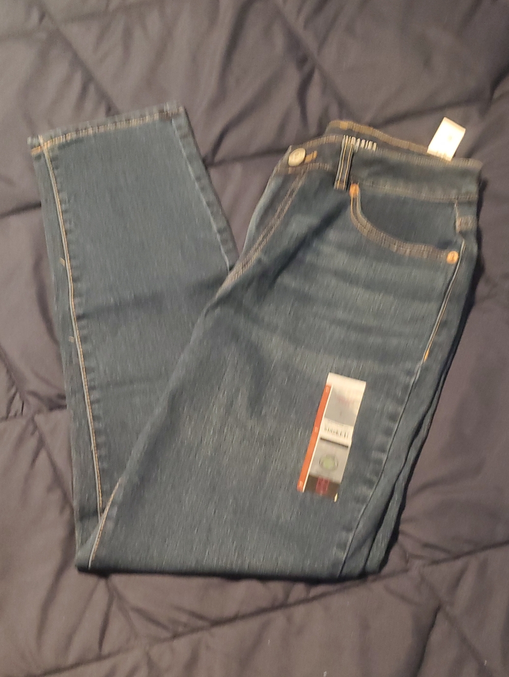 No Boundaries Women's Straight Leg Jeans - Dark Blue
